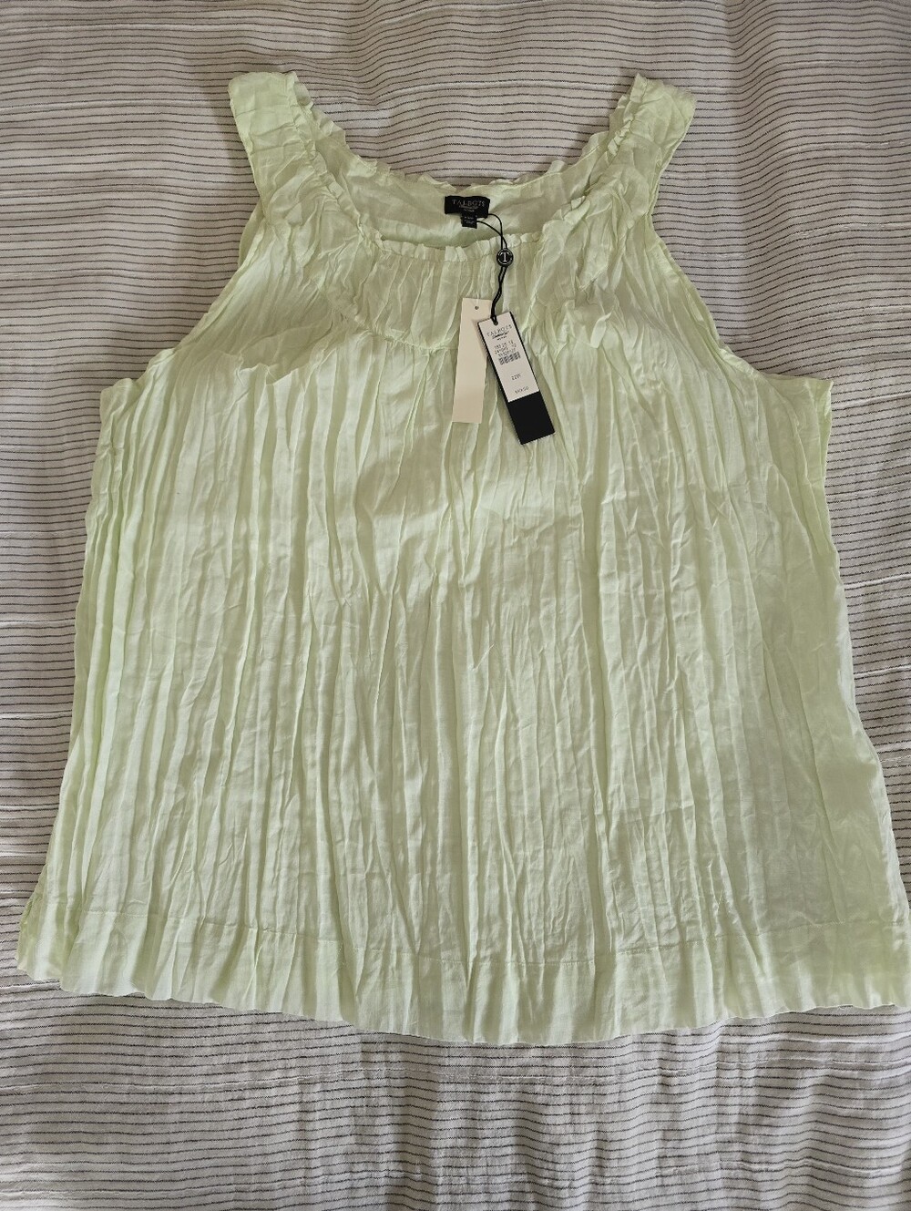 Talbots Women’s Sz 22W Celery Green Tank Top Cotton Crinkle Fabric Lined NWT